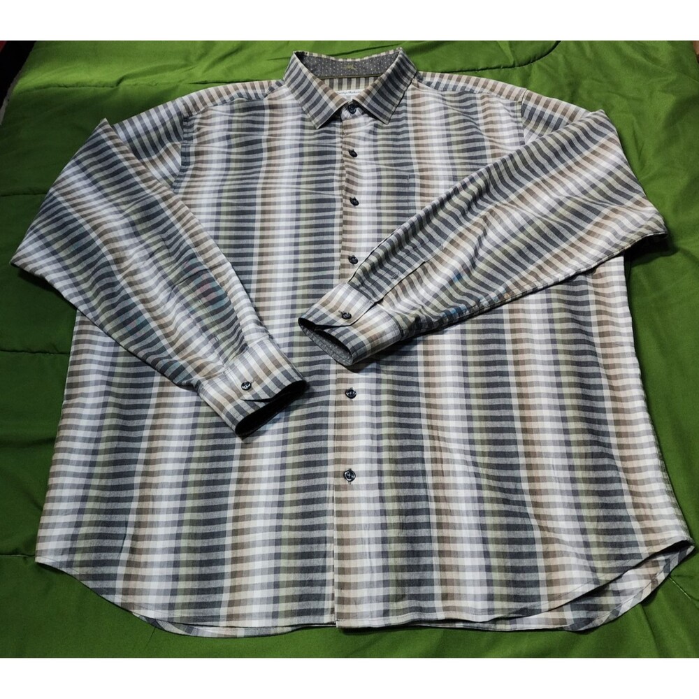 Tommy Bahama Long Sleeve Button-Down Men's Checked Shirt Size XL